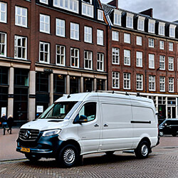 Our van parked in the city center of Den Haag